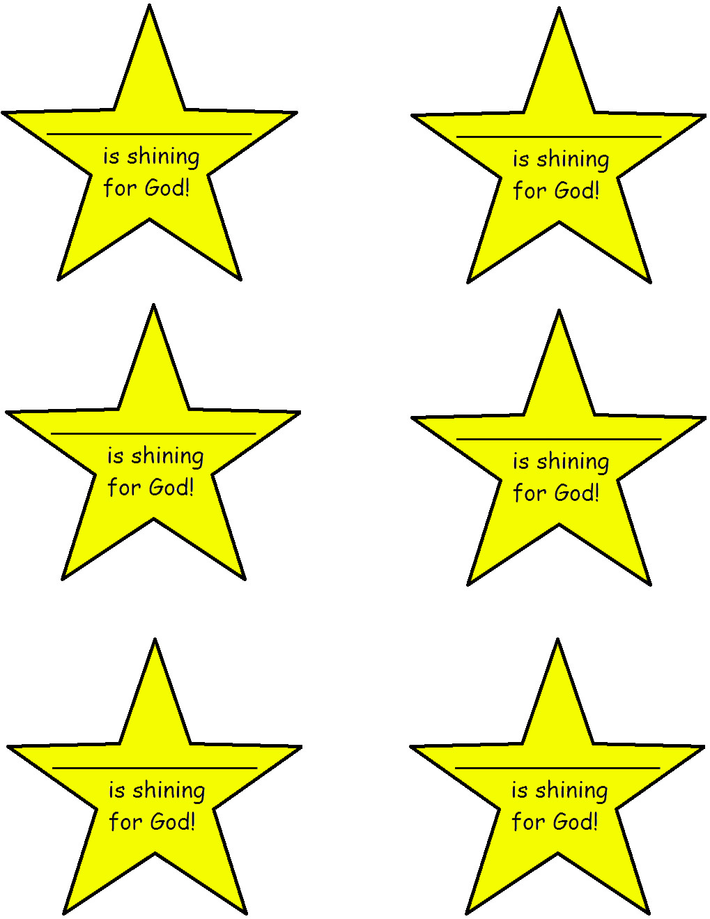 Star Name Tag Template For Kids